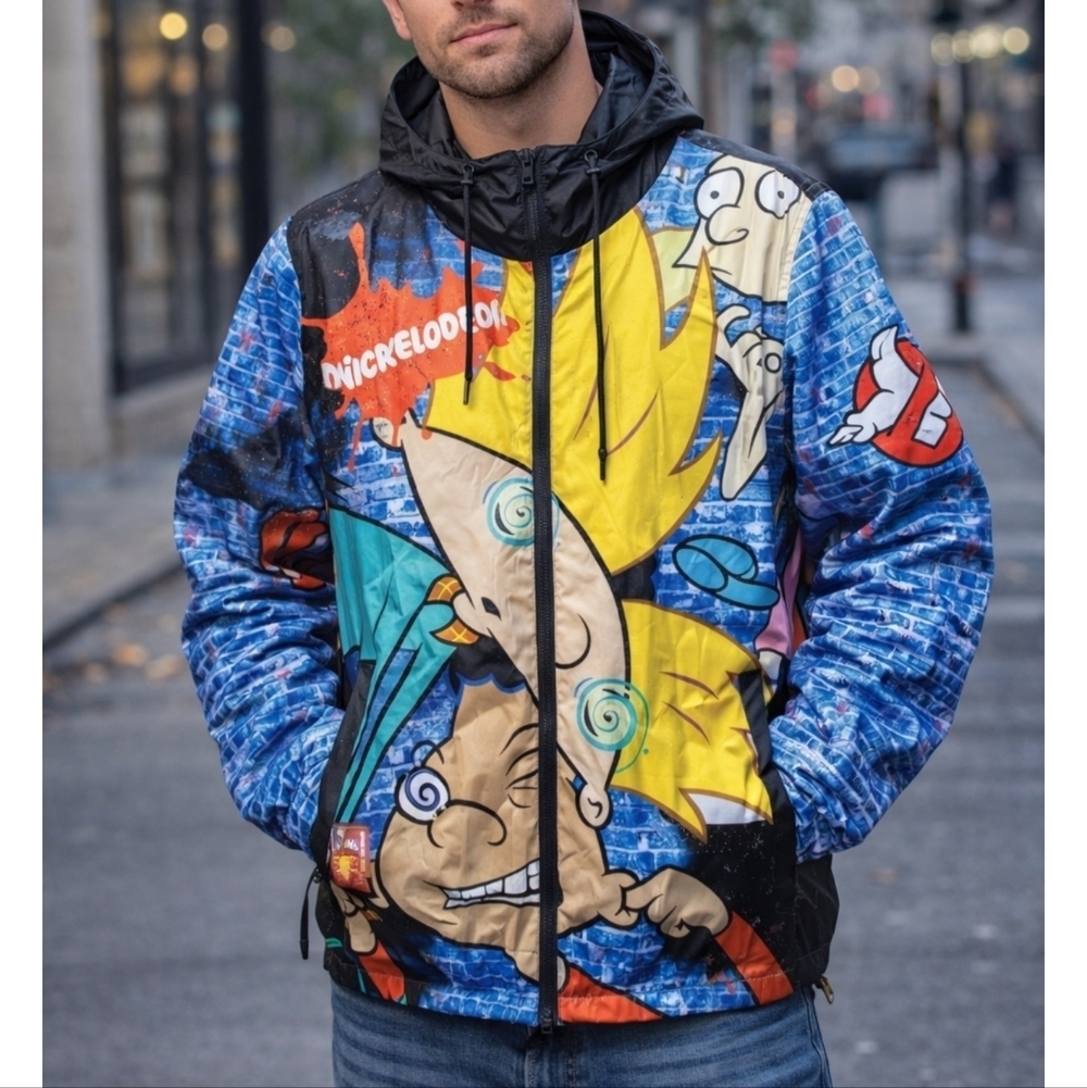 Members Only x Nickelodeon Hey Arnold Cartoon Graphic Jacket Medium NWT